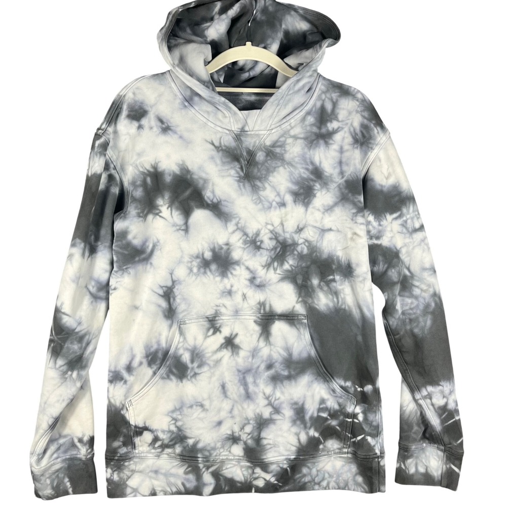 Lululemon All Yours Hoodie Women 6 Black White Tie Dye Relaxed Fleece Pullover
